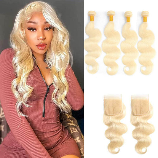 13A 613 Virgin Remy (4) Bundles + 4x4 Lace Closure Body Wave