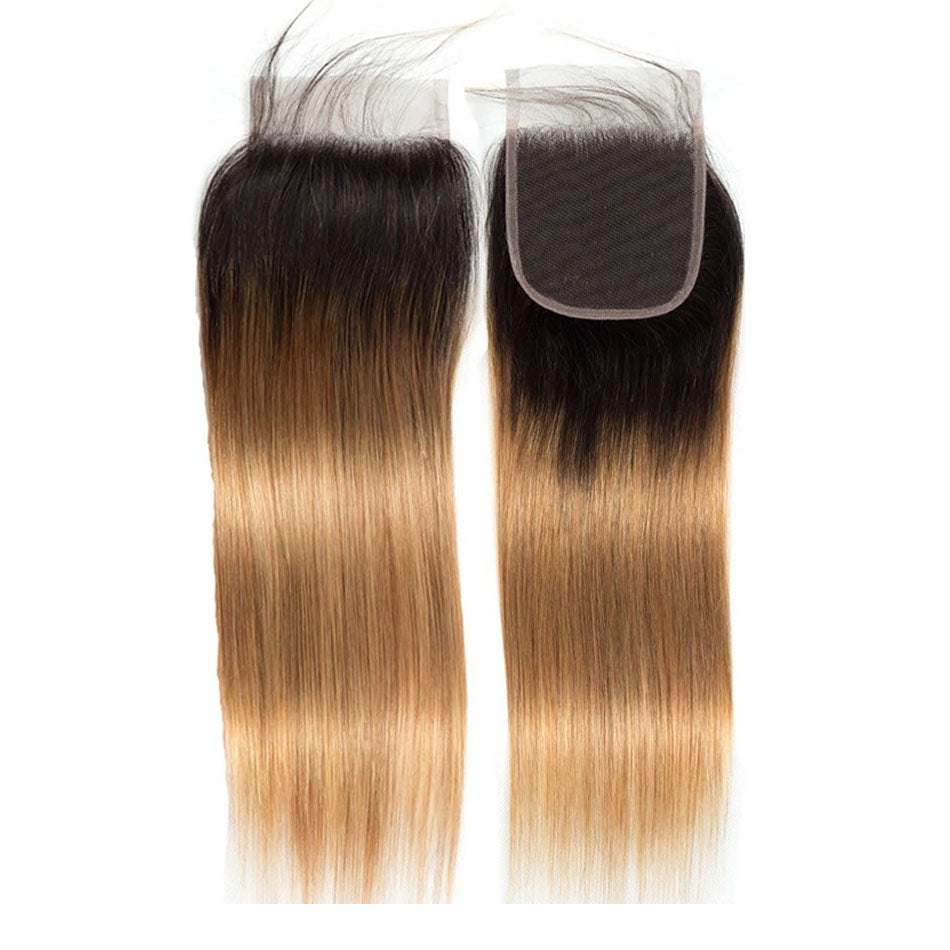 13A T1B/27 Virgin Remy (4) Bundles + 4x4 Lace Closure Straight