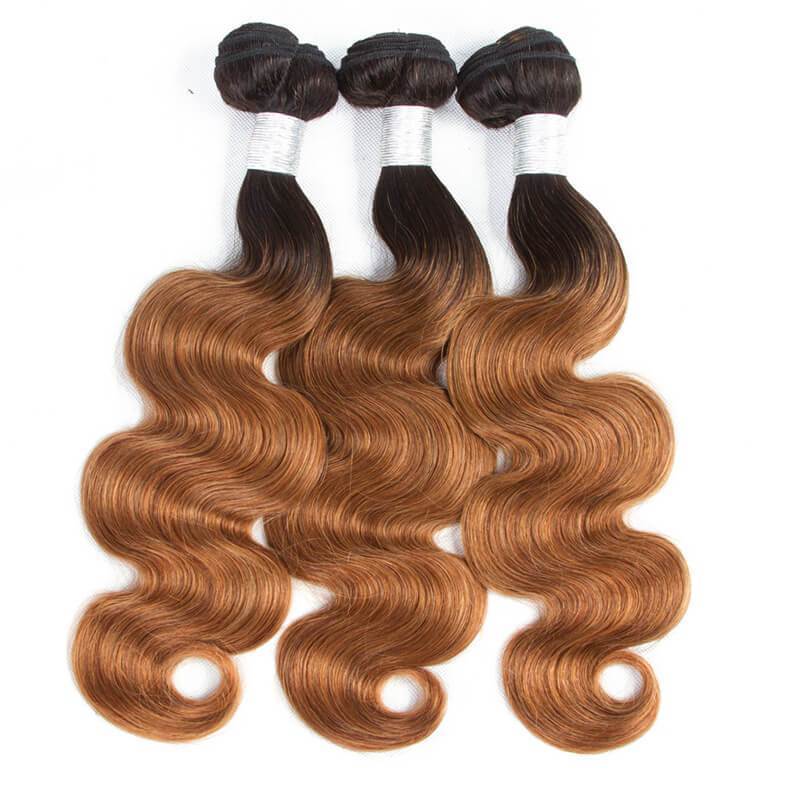 13A T1B/30 Virgin Remy (3) Bundles + 4x4 Lace Closure Body Wave