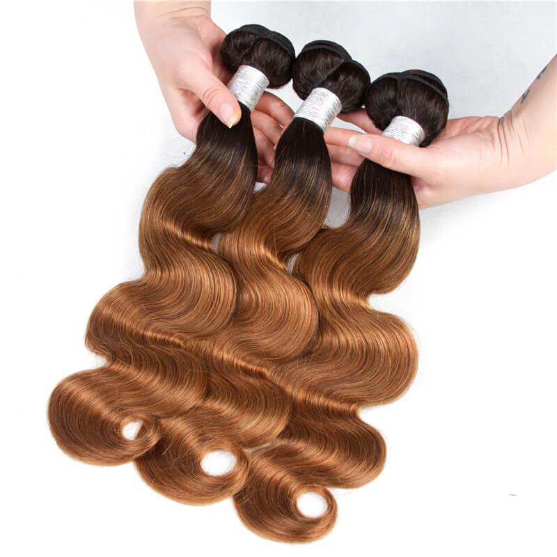 13A T1B/30 Virgin Remy (3) Bundles + 4x4 Lace Closure Body Wave