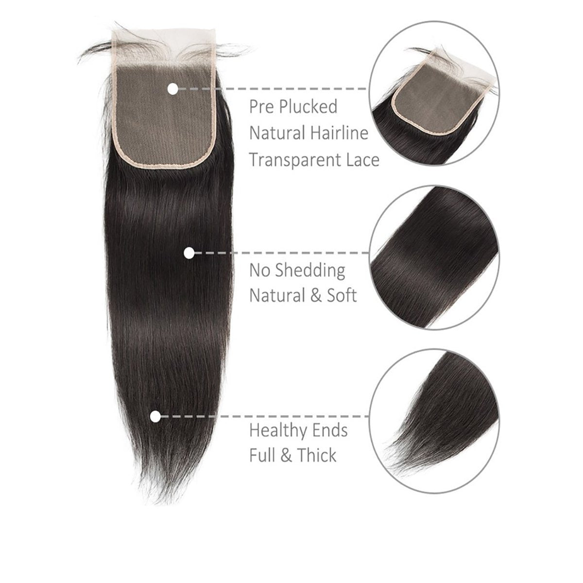 13A Virgin Remy Straight Closure