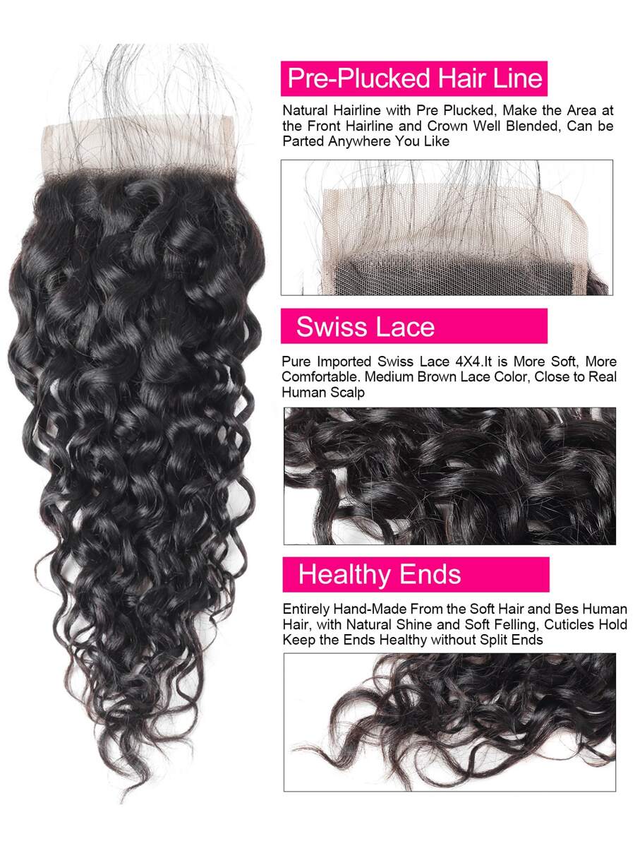 13A Virgin Remy Water Wave Closure