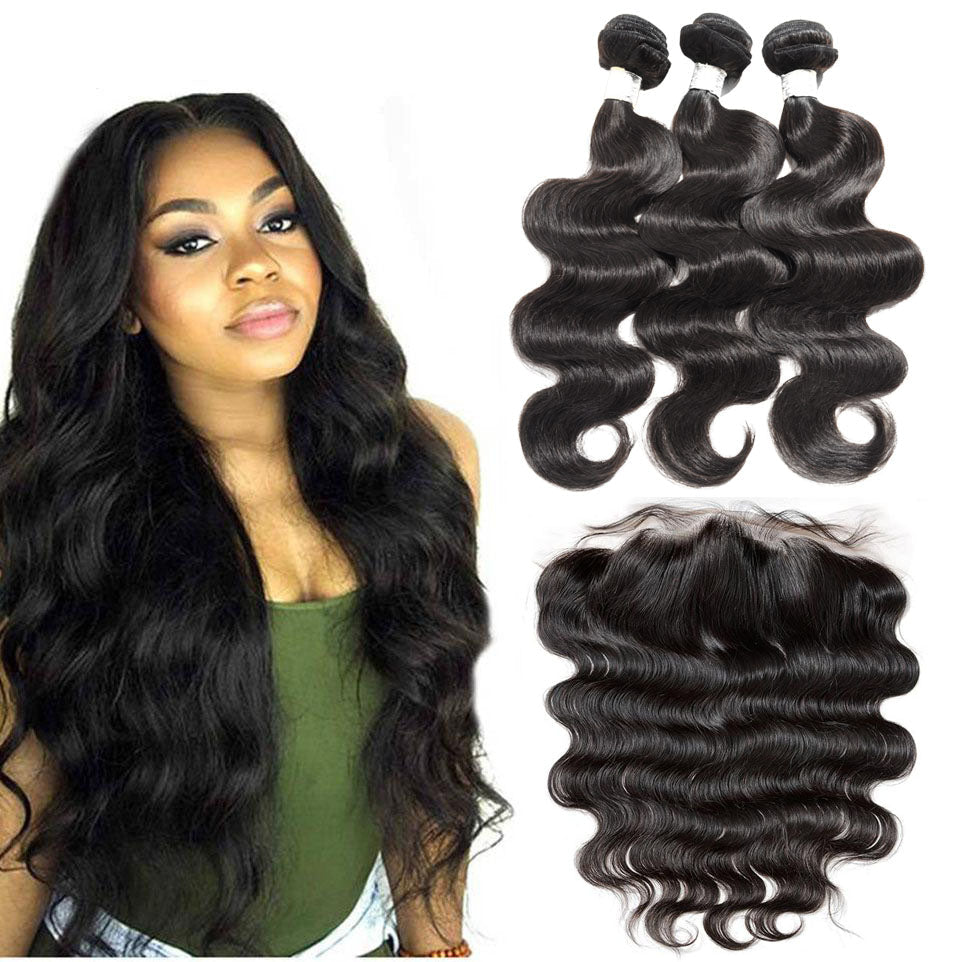 13A Virgin Remy (3) Bundles + 13x4 Lace Frontal Body Wave