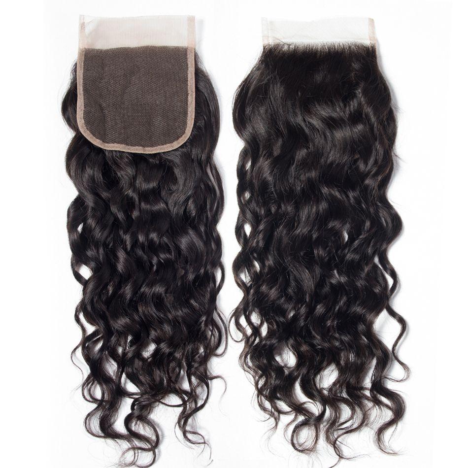 13A Virgin Remy (3) Bundles + 4x4 Lace Closure Water Wave