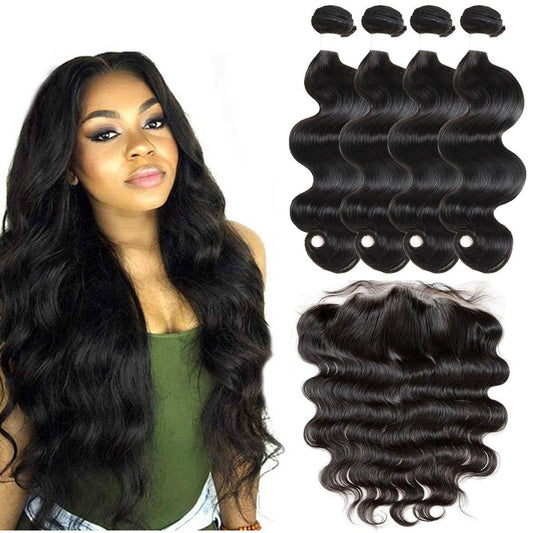 13A Virgin Remy (4) Bundles + 13x4 Lace Frontal Body Wave