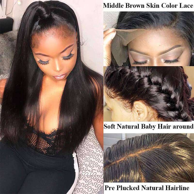 13A Virgin Remy (4) Bundles + 13x4 Lace Frontal Straight