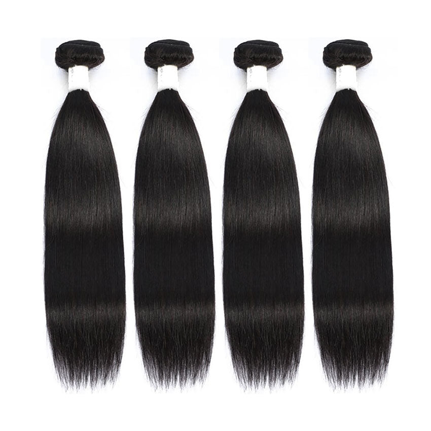 13A Virgin Remy (4) Bundles + 4x4 Lace Closure Straight