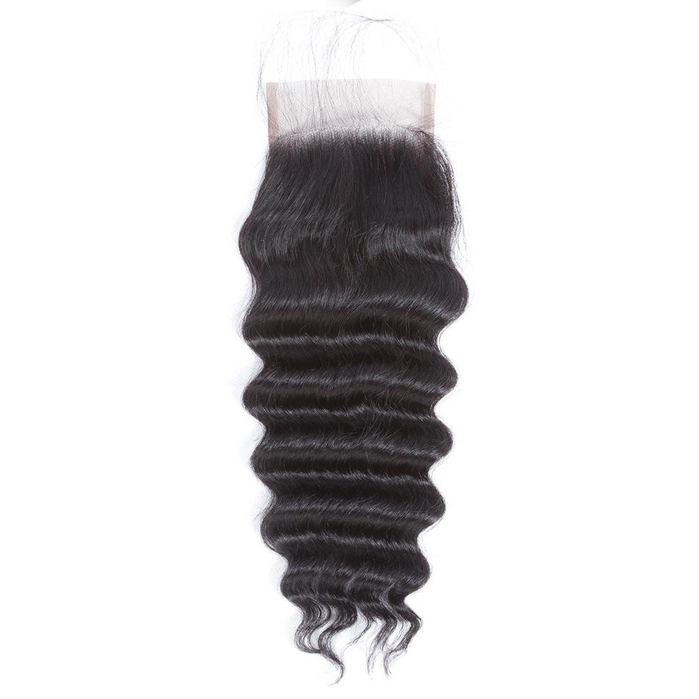 13A Virgin Remy (3) Bundles + 4x4 Lace Closure Loose Deep Wave