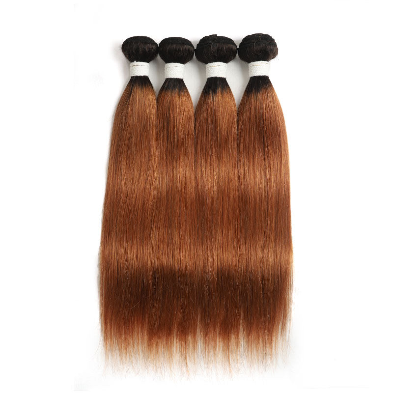 13A T1B/30 Virgin Remy (4) Bundles + 4x4 Lace Closure Straight