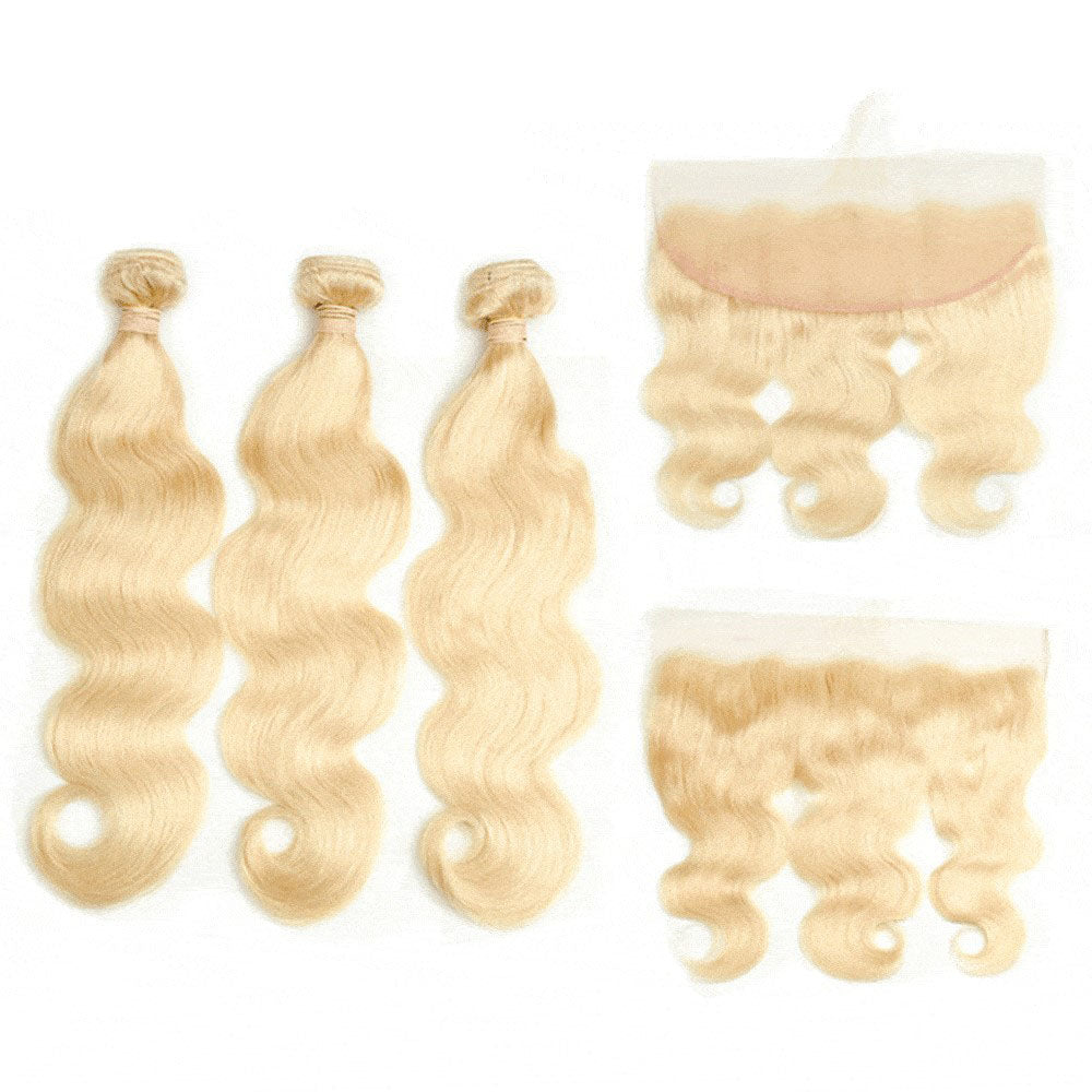 13A 613 Virgin Remy (3) Bundles + 13x4 Lace Frontal Body Wave