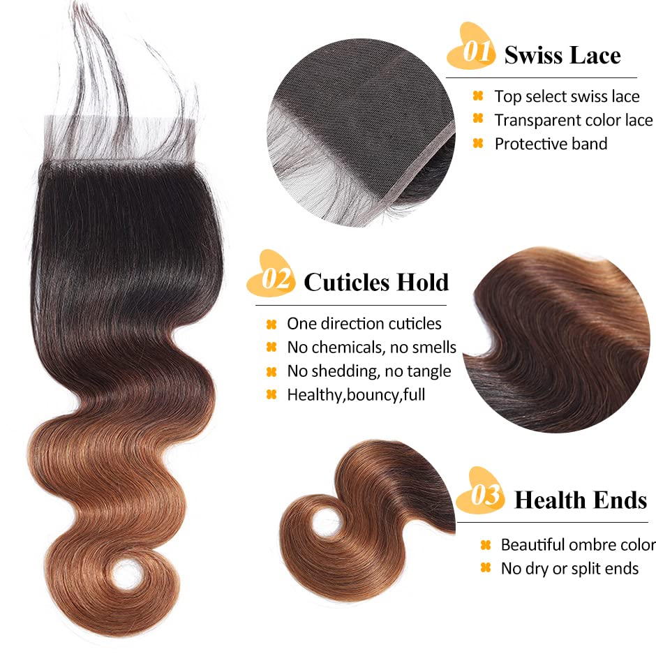 13A T1B/4/30 Virgin Remy Body Wave Closure